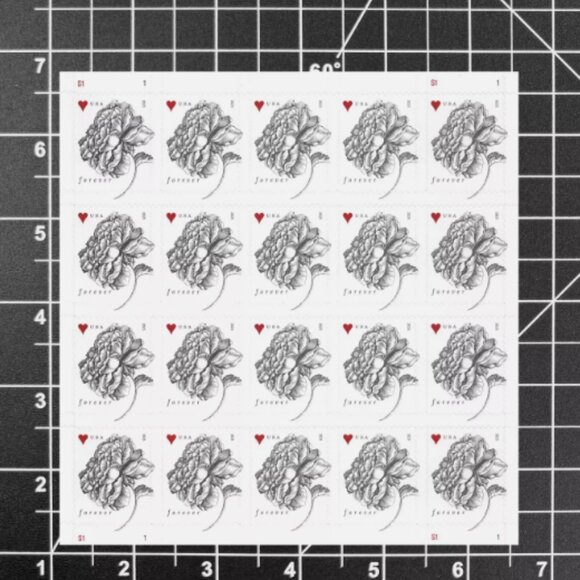 2015 USPS SHEET OF 1000 FIRST CLASS FOREVER STAMPS VINTAGE ROSE WEDDING INVITE - Picture 3 of 4